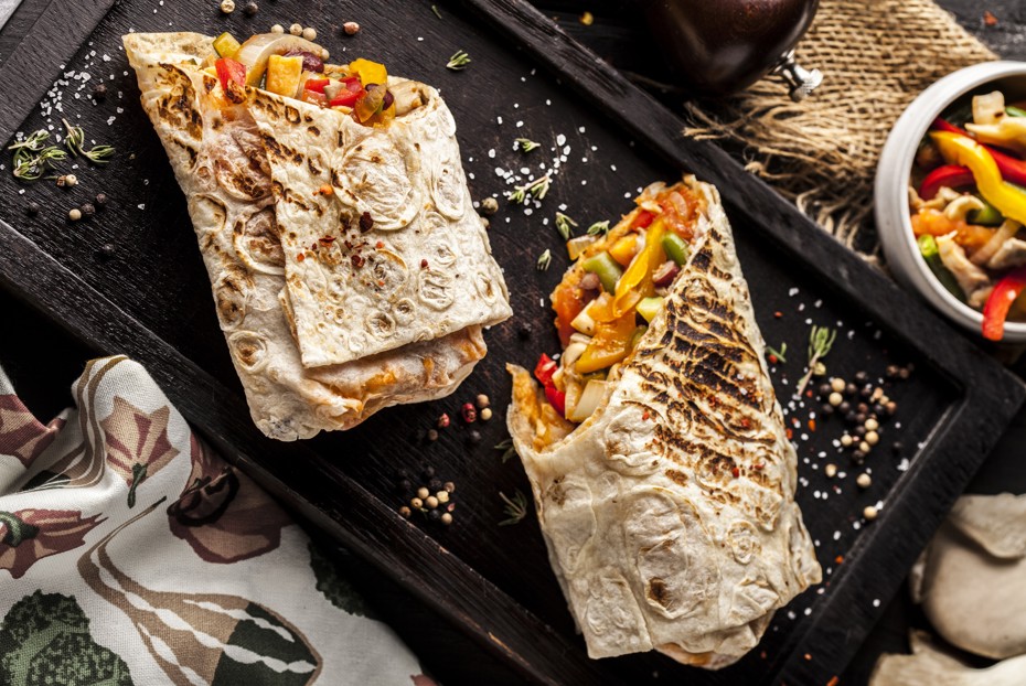 Фото рецепта Шаурма с вешенками и красной фасолью