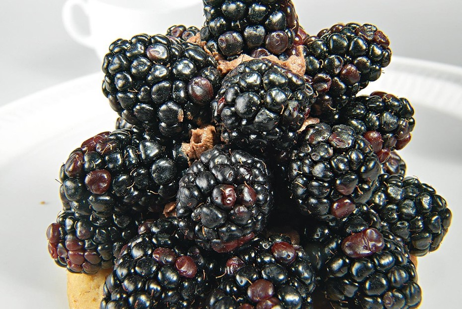 Фото рецепта Шоколадно-ежевичная пирамида