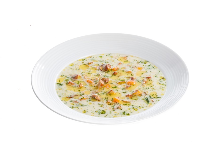 Фото рецепта Сырный суп с лисичками