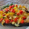 Фотография рецепта Битые баклажаны с сыром и овощами автор Ална Казавчинская