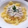 Фотография рецепта Феттучини с ветчиной и грибами в сливочном соусе автор Kate Kharitoshkina