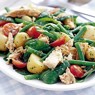 Фотография рецепта Горячий салат из картофеля тунца и зеленой фасоли с соусом песто автор Natali  Marakasova