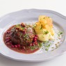 Фотография рецепта Котлеты из говядины с картофельным пюре и клюквенным соусом автор Еда