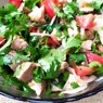 Фотография рецепта Мясной салат с розовыми помидорами и кинзой автор ЮЛИЯ ТИМОФЕЕВА