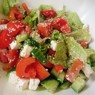 Фотография рецепта Овощной салат с моцареллой кунжутом и пикатной заправкой автор ТАТЬЯНА ПЕТРУХИНА