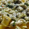 Фотография рецепта Паппарделле с соусом из белой рыбы рокфора и шпината автор Irina Leinvand