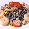 Фотография рецепта Паста с чернилами каракатицы с морепродуктами в сливочном соусе автор Анастасия