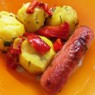 Фотография рецепта Печеный картофель с колбасками автор ТАТЬЯНА ПЕТРУХИНА