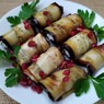 Фотография рецепта Рулетики из баклажанов с творожным сыром и грецкими орехами автор ЮЛИЯ ТИМОФЕЕВА