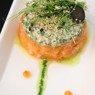 Фотография рецепта Тартар из лосося с кремом из козьего сыра и соусом из масла и пряных трав автор Алексей Григорьев