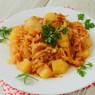 Фотография рецепта Тушеное мясо с картофелем и капустой автор Виктория Шер