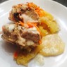 Фотография рецепта Запеченный кролик в сметане на подушке из картофеля автор Наталья Зинкевич