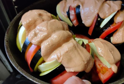 Фото шага рецепта Баклажаны с помидором и сыром запеченные в духовке 176363 шаг 12  