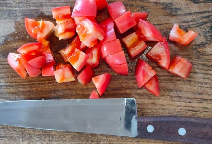 Фото шага рецепта Запеченные баклажаны с помидором луком и домашним сыром 174820 шаг 7  