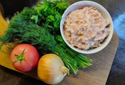 Фото шага рецепта Домашние котлеты с луком и помидорами 174220 шаг 1  