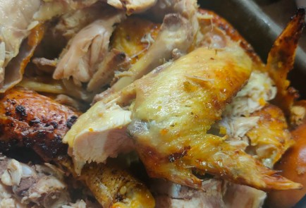 Фото шага рецепта Домашняя курица запеченная с яблоками и гарниром из зеленой фасоли 189448 шаг 16  