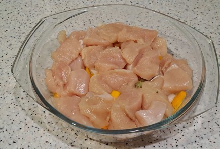 Фото шага рецепта Филе куриной грудки с рисом и тыквой запеченное в духовке 187869 шаг 6  