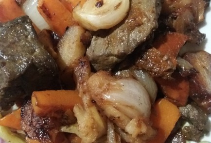 Фото шага рецепта Говяжья печень с яблоками и тыквой 140141 шаг 6  