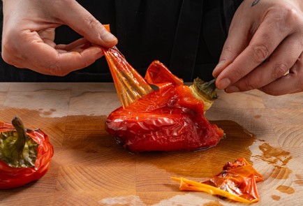 Фото шага рецепта Хумус из чечевицы с запеченным перцем кабачковой икрой и тахини 175584 шаг 5  