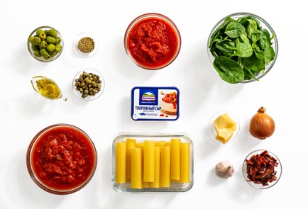 Фото шага рецепта Каннеллони с творожным сыром вялеными томатами и оливками 188035 шаг 1  