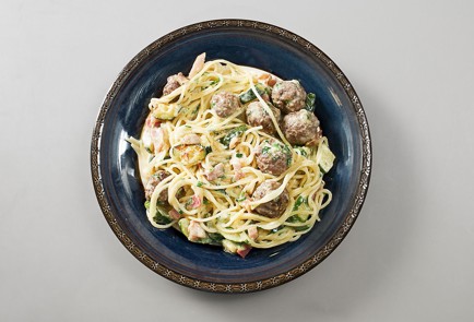 Фото шага рецепта Карбонара с цукини и фрикадельками 30549 шаг 8  