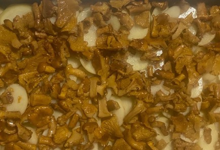 Фото шага рецепта Картошка с лисичками запеченные в сливках 174273 шаг 6  