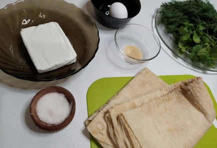 Фото шага рецепта Конвертики из лаваша с творогом и зеленью 187933 шаг 1  