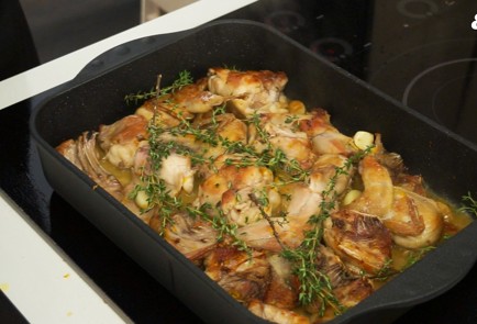 Фото шага рецепта Кролик с перепелками тыквой и персиками 81091 шаг 3  