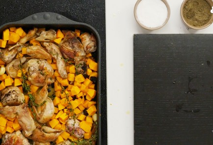 Фото шага рецепта Кролик с перепелками тыквой и персиками 81091 шаг 4  