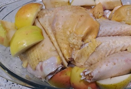 Фото шага рецепта Курица с яблоками в духовке 190604 шаг 9  