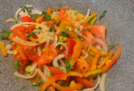 Фото шага рецепта Куриные бедра тушеные с луком помидором и сладким перцем 175249 шаг 10  