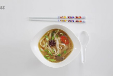 Фото шага рецепта Лапша удон с курицей вешенками и зеленым луком 20233 шаг 4