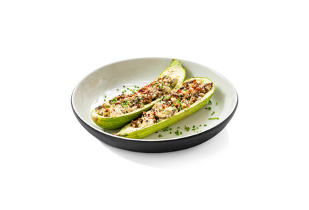 Фото шага рецепта Лодочки из кабачков с тофу и грибами 189599 шаг 10  