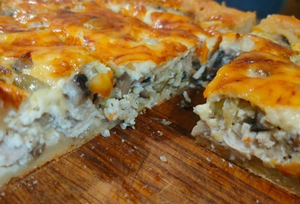 Фото шага рецепта Лоранский пирог на слоеном тесте с курицей и грибами 189265 шаг 23  