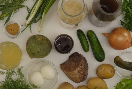 Фото шага рецепта Мясная окрошка Вильяма Похлебкина 69161 шаг 1