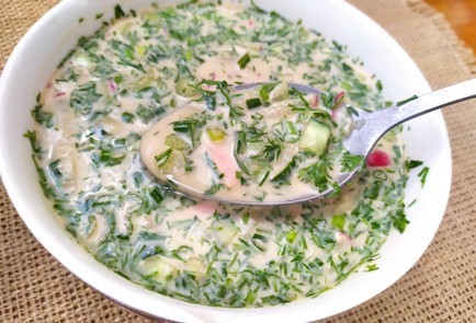 Фото шага рецепта Окрошка на квасе 189176 шаг 10  