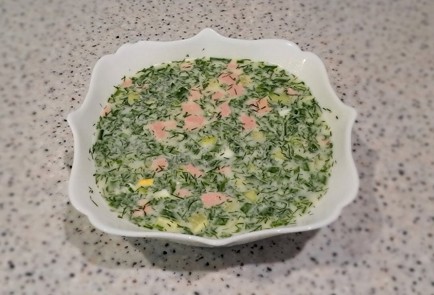 Фото шага рецепта Окрошка с колбасой на картофельном бульоне 189350 шаг 11  