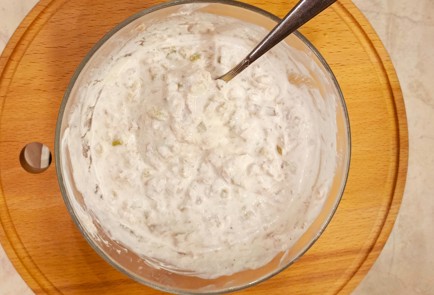 Фото шага рецепта Оладьи из картофеля и цукини с соусом из тунца 187050 шаг 11  