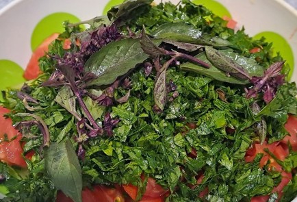 Фото шага рецепта Овощной салат с тыквой брынзой и лимонным соком 190408 шаг 8  