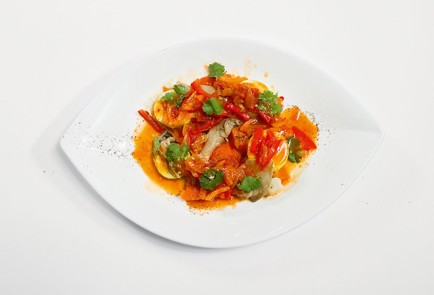 Фото шага рецепта Рагу из тыквы с вешенками и соусом лечо 30410 шаг 5  