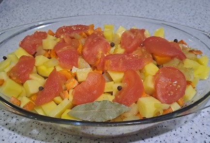 Фото шага рецепта Рагу овощное с говядиной и копченым салом в духовке 188532 шаг 10