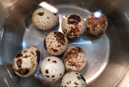 Фото шага рецепта Салат из авокадо с перепелиными яйцами и вялеными томатами 152655 шаг 1  