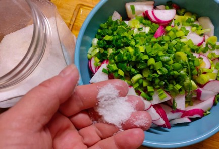 Фото шага рецепта Салат из редиса и зеленого лука со сметаной 176015 шаг 8  