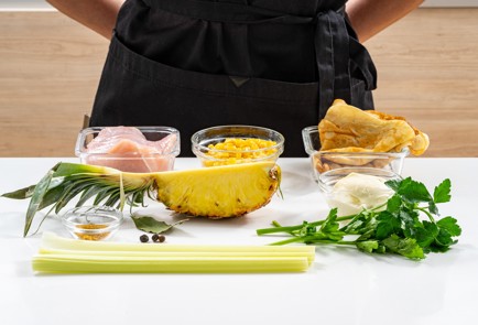 Фото шага рецепта Салат с блинами индейкой и ананасом 188283 шаг 1