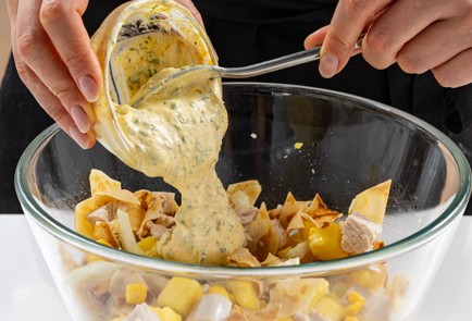 Фото шага рецепта Салат с блинами индейкой и ананасом 188283 шаг 9