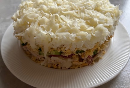 Фото шага рецепта Салат с консервированными шампиньонами 175159 шаг 17  