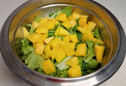 Фото шага рецепта Салат с куриной печенью и манго 191207 шаг 6