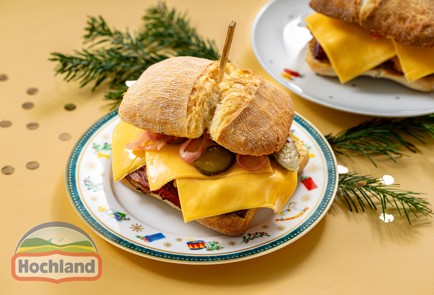 Фото шага рецепта Сэндвич с пастрами сыром и маринованным луком 188034 шаг 10  