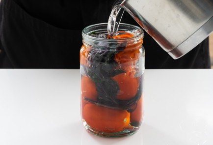 Фото шага рецепта Соленые помидоры с базиликом 151331 шаг 3  