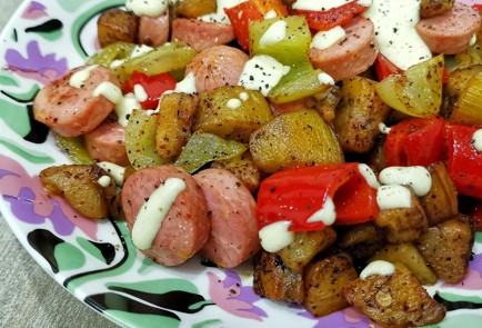 Фото шага рецепта Соте из баклажана и сосисок 175202 шаг 11